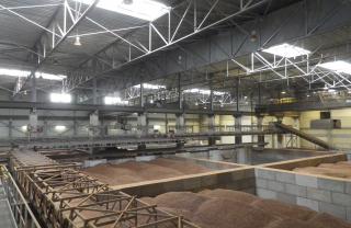 storage boxes and conveyor belt