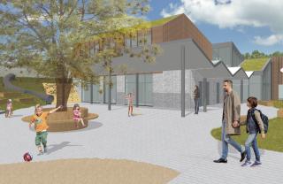 2020-09-25 School Den Elzas Loonbeek - 3D opgewerkt - voorgevel