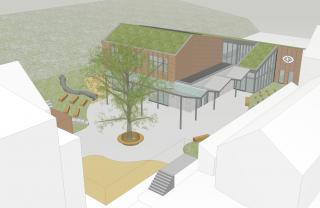 2020-09-25 School Den Elzas Loonbeek - 3D voorgevel bovenaanzicht