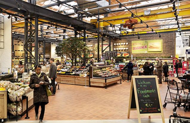 opschorten fenomeen sectie Transformatie oude Storkfabriek Amsterdam: Foodmarkt Jumbo, De Overkant »  Zinkinfo NL